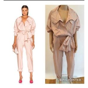 VALENTINO BELTED LONG SLEEVE JUMPSUIT